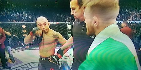 WATCH: Conor McGregor shows champions class with respectful gesture to Jose Aldo