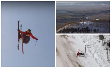 Lucky skier narrowly avoids disaster when 364ft jump goes badly wrong (Video)