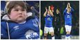 Everton players and fans perform heartwarming gesture for young disabled fan (Video)