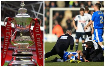 VIDEO: Colchester players involved in sickening clash of heads in Cup clash with Spurs