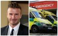 David Beckham gets the brews in for paramedic and injured patient