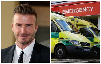 David Beckham gets the brews in for paramedic and injured patient