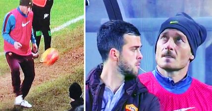 VIDEO: Playful Totti enjoys touchline kickabout with a ballboy and takes the p*ss out of his teammate