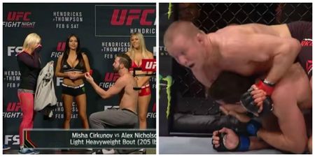 Watch: UFC’s Alex Nicholson got engaged at his weigh-in…then had his jaw dislocated by Misha Cirkunov