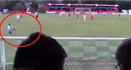 Goalkeeper scores brilliant last minute goal from a full 90 yards out (Video)