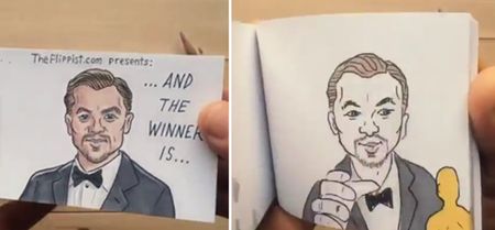 VIDEO: Leonardo DiCaprio’s night at the Oscars as told by this flipbook is just too funny