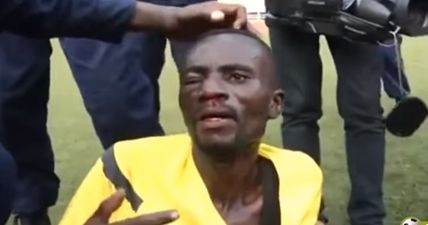 VIDEO: Disturbing scenes as match officials are savaged by rioting “fans” in DR Congo