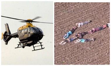 Watch these quick-thinking kids form human arrow to guide police helicopter in manhunt