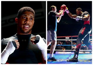 Anthony Joshua looks ferocious on this pad workout with his trainer