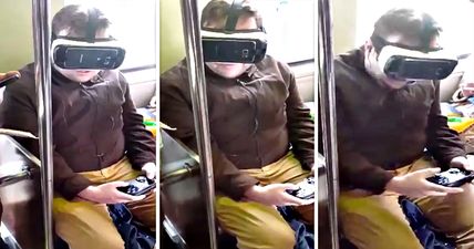 People are getting really upset about this guy doing VR while commuting