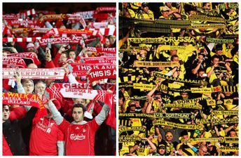 Liverpool fans just don’t know how to react to Borussia Dortmund’s half and half scarf