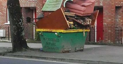 Some clown filled a skip with this dangerous tower of rubbish