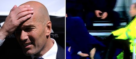 Zinedine Zidane rips his trousers whilst celebrating Real Madrid’s victory