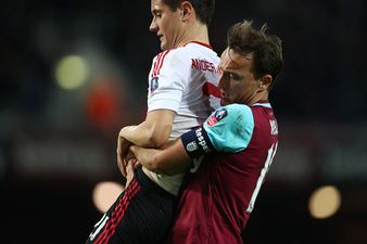 Watch the hilarious moment Mark Noble decided to carry Ander Herrera off the pitch