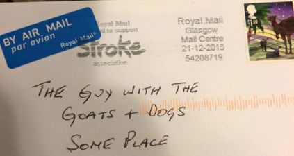 Postman successfully delivers letter to “the guy with the goats + dogs” with no specific address