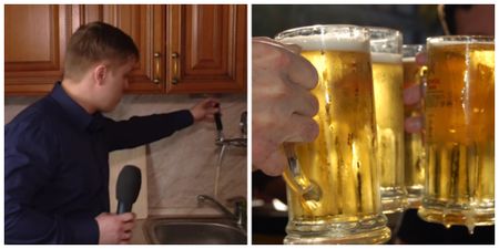 This man has a beer pipe that runs to his kitchen sink