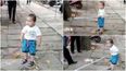 Watch this toddler defend his grandma from police with a heavy metal pipe