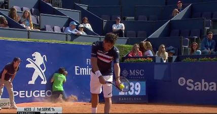 Ballboy goes from utter embarrassment to the coolest man on court in a split second