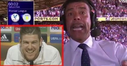 Alberto Moreno’s attempt at performing a Soccer Saturday classic is brilliantly awful