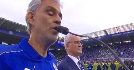 Claudio Ranieri on verge of tears as Andrea Boccelli serenades him with breathtaking rendition of Nessun Dorma