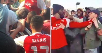 Arsenal fans filmed fighting with each other during Man City game