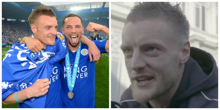 Jamie Vardy breaks off mid-interview to cheer on young Leicester fans