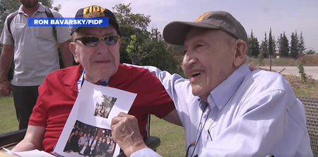 A Holocaust survivor had an emotional reunion with the soldier who saved him from a concentration camp