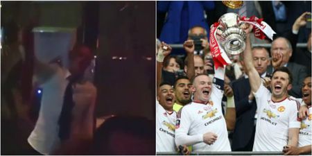 Wayne Rooney filmed chanting his own name as Manchester United celebrated FA Cup victory