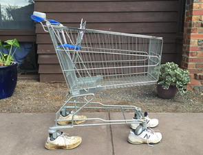 Man finds an abandoned trolley, adopts it, and calls it Trevor