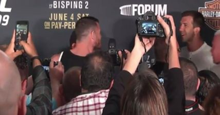 Michael Bisping and Luke Rockhold had to be held apart during post-fight altercation