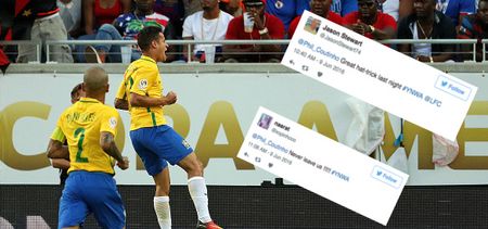 Liverpool fans panic after Philippe Coutinho’s hat-trick for Brazil
