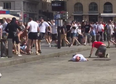 Brutal footage shows Russian fans kicking grounded England supporters in the heads