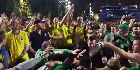 Watch Irish and Swedish fans uniting gloriously through song