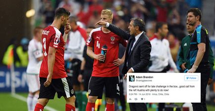 Twitter is left divided after Austria’s controversial red card