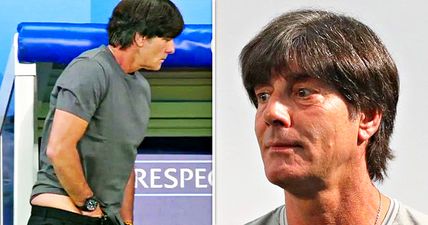 Joachim Low publicly apologies for fondling his own ballsack and sniffing it