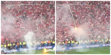 This video shows just dangerous lit flares really were at the Hungary game