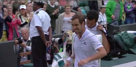 Watch Jo-Wilfried Tsonga prove he’s a true gent after his opponent retired through injury at Wimbledon