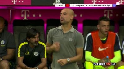 Pep Guardiola has already been doing some weird stuff on the Man City touchline