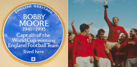 England’s Bobby Moore awarded blue plaque on childhood home