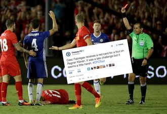 Chelsea’s incredibly impartial Twitter account was at it again after Fabregas red card