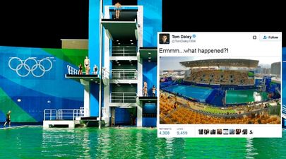 Olympic officials explain why the diving pool turned green last night