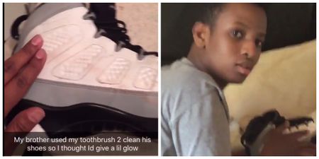 This guy used his sister’s toothbrush to clean his Jordans, so she ‘redesigned’ them