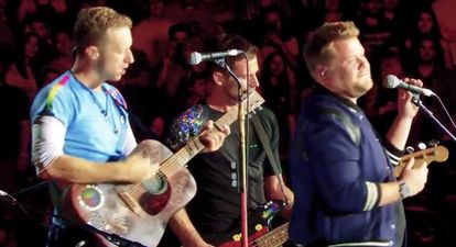 James Corden performs cover of ‘Nothing Compares 2 U’ with Coldplay live in LA