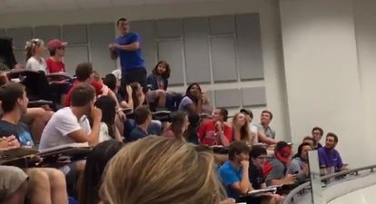 Watch this student land a one in a million trick shot to save his classmates from a test