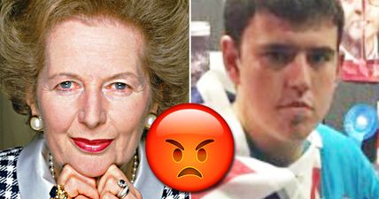 Photo of angry young Tory standing next to beheaded Margaret Thatcher goes viral