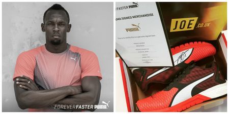 We’re giving away a free pair of trainers signed by Usain Bolt – here’s how to win them