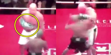 Former UFC heavyweight brutally knocks out pro skater with one hand taped to his stomach