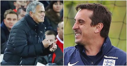 Gary Neville shares “scary for all football” pic of Jose Mourinho’s less than hostile Anfield welcome