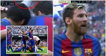 Lionel Messi curses Valencia fans as a bottle thrown from the crowd hits Neymar