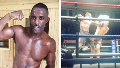 Idris Elba throws some big shots to win his first pro kickboxing fight